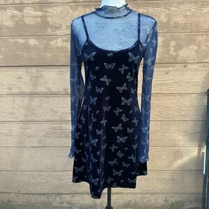 dELiA*s Navy Butterfly Long Sleeve Dress